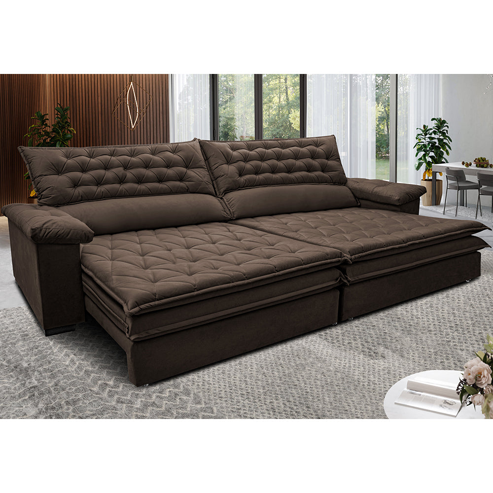 Sofá Retrátil e Reclinável Molas Ensacadas Cama inBox Botonê