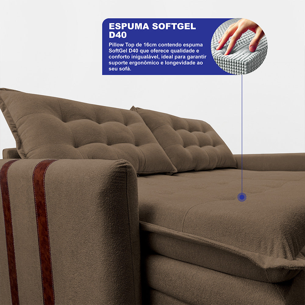 Sofá Baú Sem Caixa Retrátil SoftGel Petit Bouclê Cama inBox