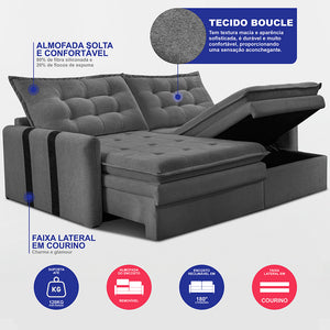 Sofá Baú Sem Caixa Retrátil SoftGel Petit Bouclê Cama inBox