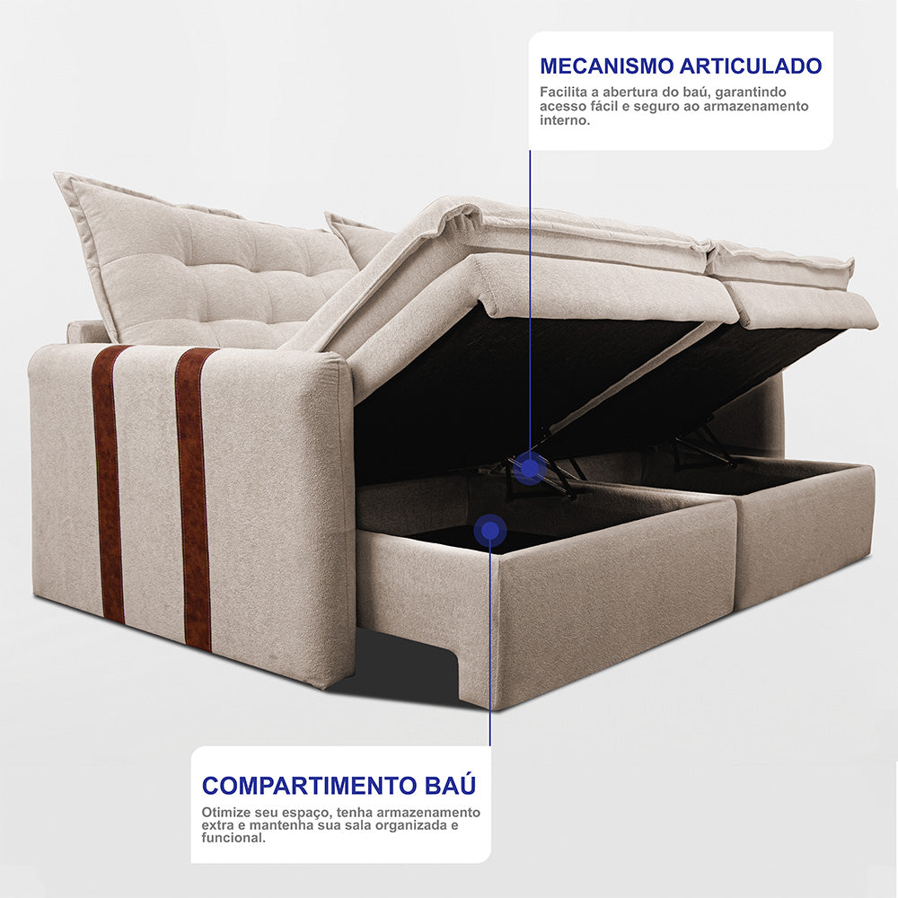 Sofá Baú Sem Caixa Retrátil SoftGel Petit Bouclê Cama inBox