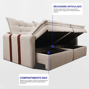 Sofá Baú Sem Caixa Retrátil SoftGel Petit Bouclê Cama inBox