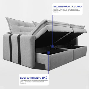 Sofá Baú Sem Caixa Retrátil SoftGel Petit Bouclê Cama inBox