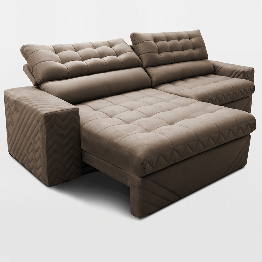 Sofá Retrátil e Reclinável Molas Ensacadas Max Spring Velusoft Cama inBox