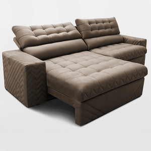 Sofá Retrátil e Reclinável Molas Ensacadas Max Spring Velusoft Cama inBox