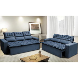 0 - Conjunto de Sofá 3 e 2 Lugares Retrátil e Reclinável Cama inB
