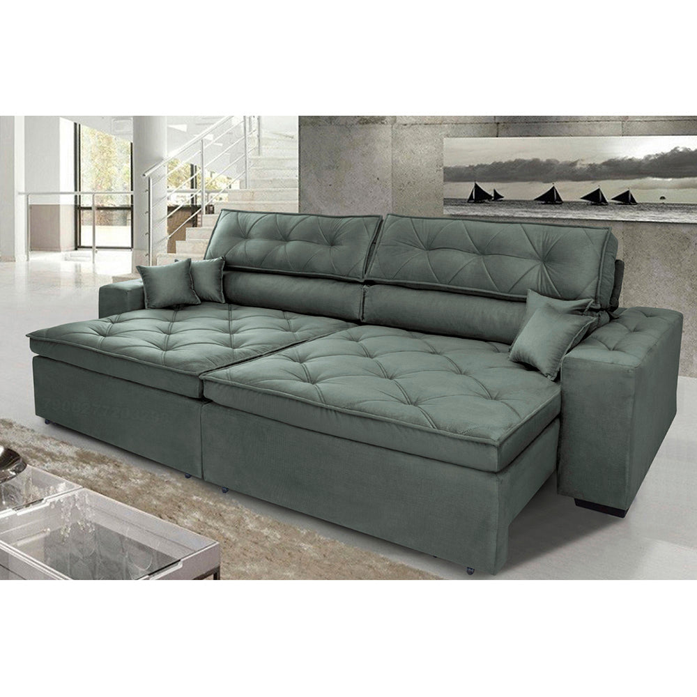 Sofá Retrátil e Reclinável Austin com Molas no Assento Velusoft Cama inBox