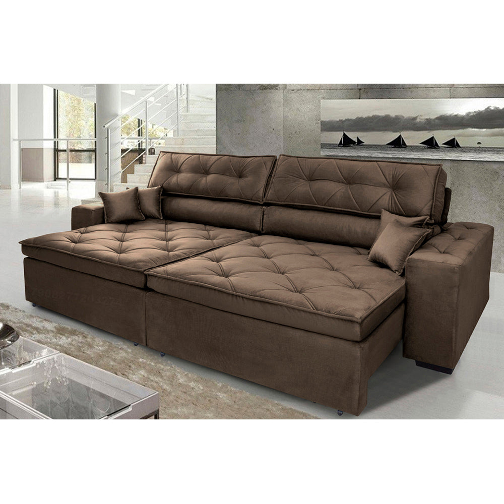 Sofá Retrátil e Reclinável Austin com Molas no Assento Velusoft Cama inBox