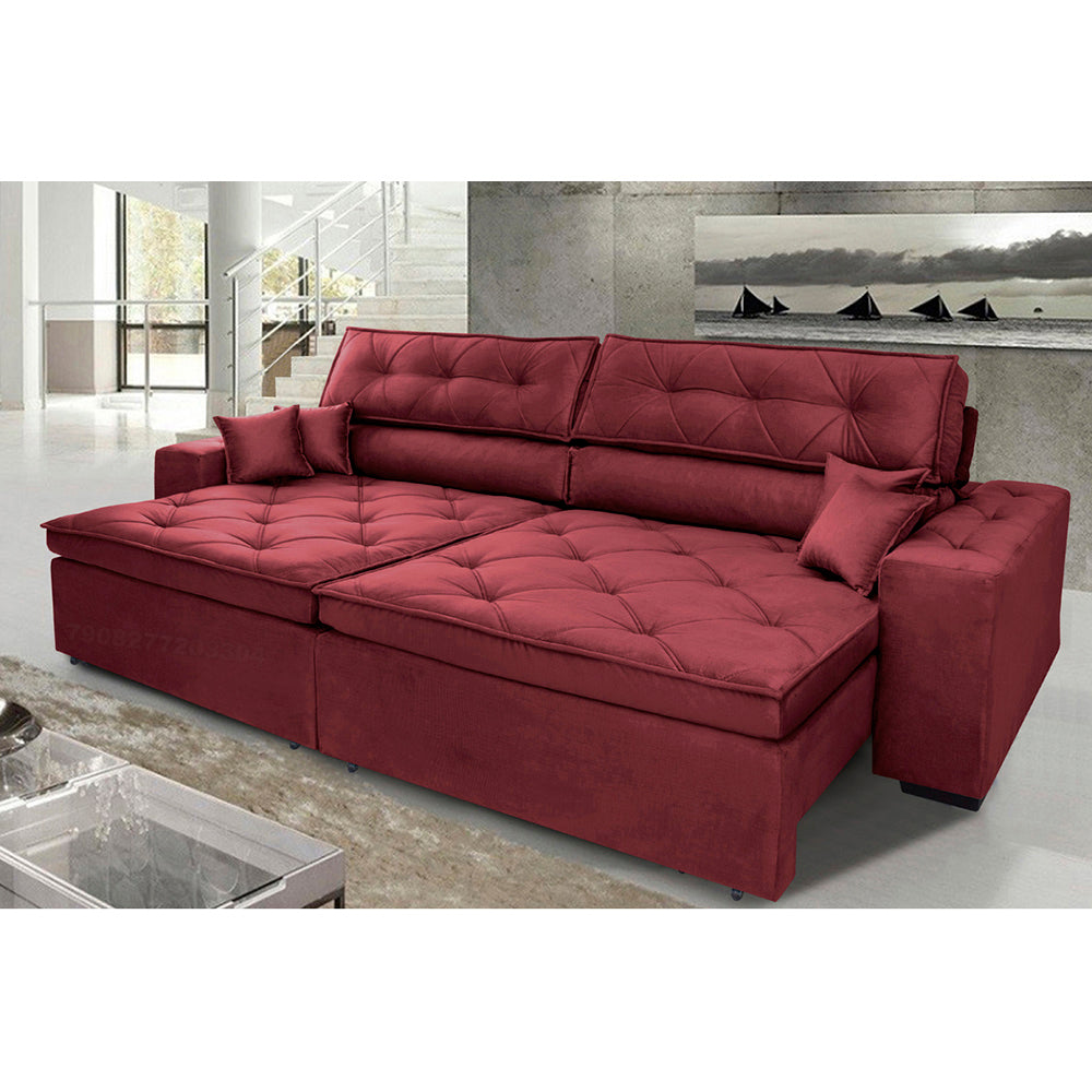 Sofá Retrátil e Reclinável Austin com Molas no Assento Velusoft Cama inBox