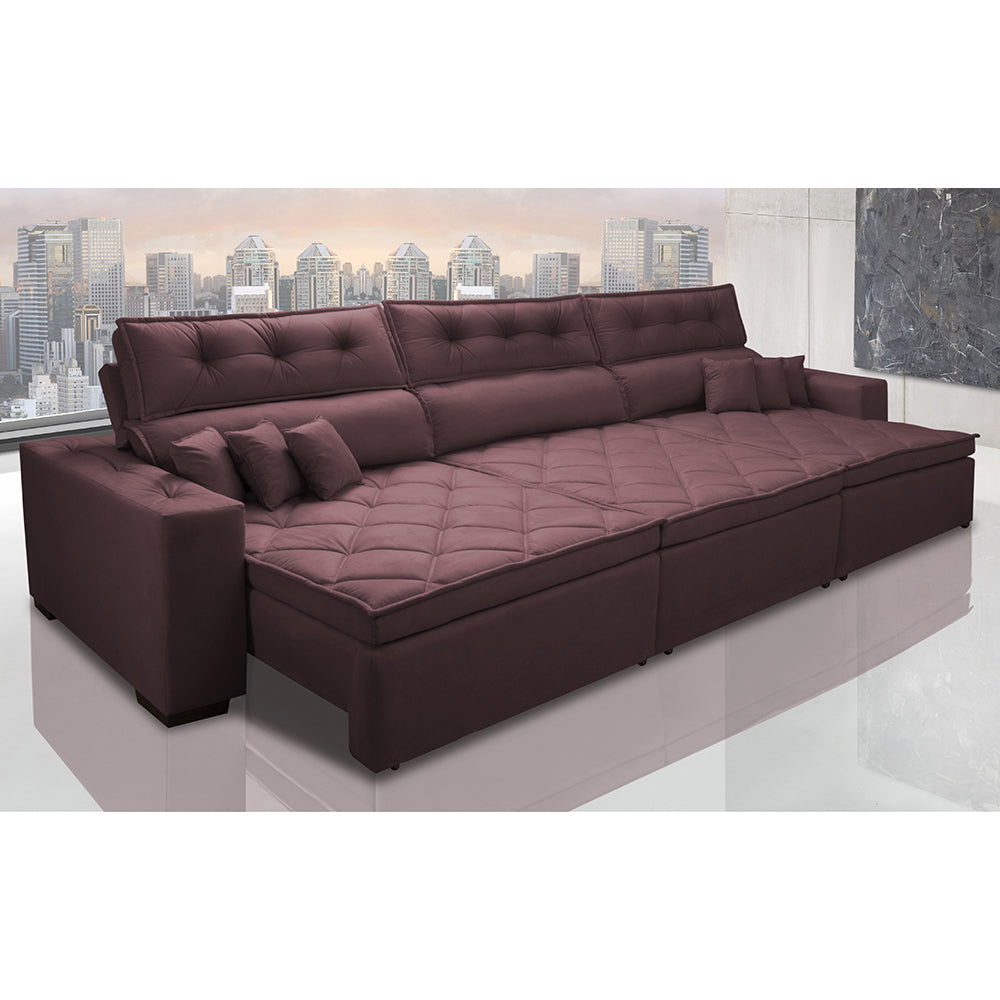 Sofá Retrátil e Reclinável Austin com Molas no Assento Velusoft Cama inBox