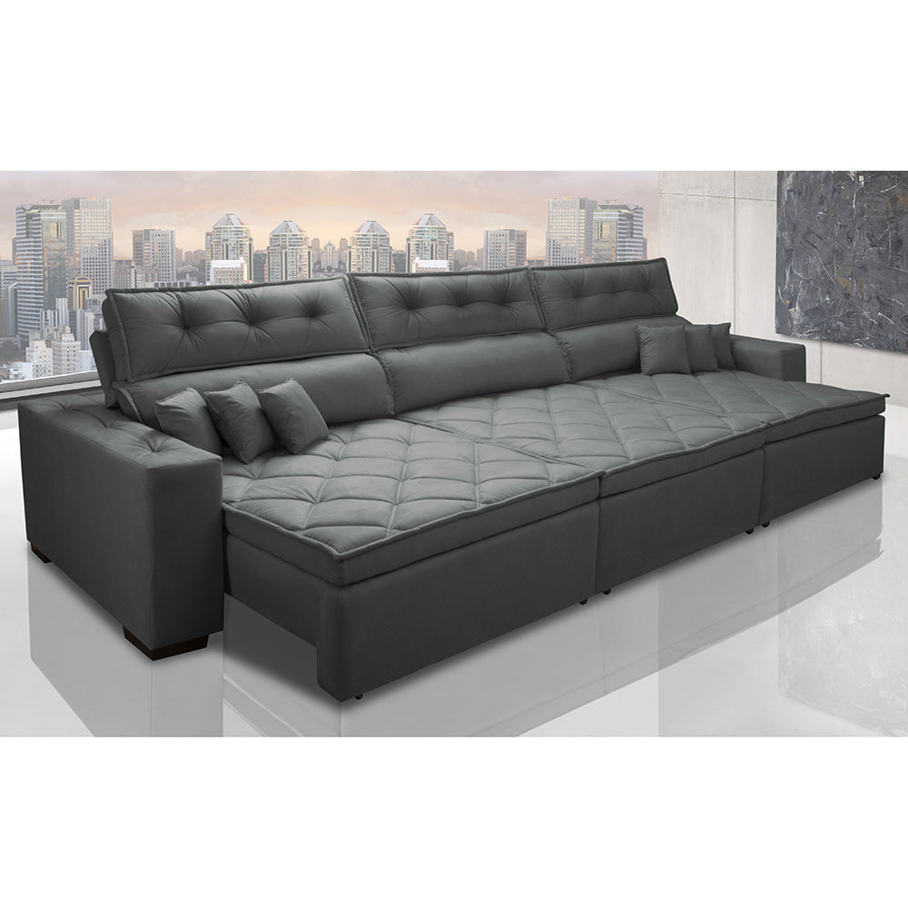 Sofá Retrátil e Reclinável Austin com Molas no Assento Velusoft Cama inBox