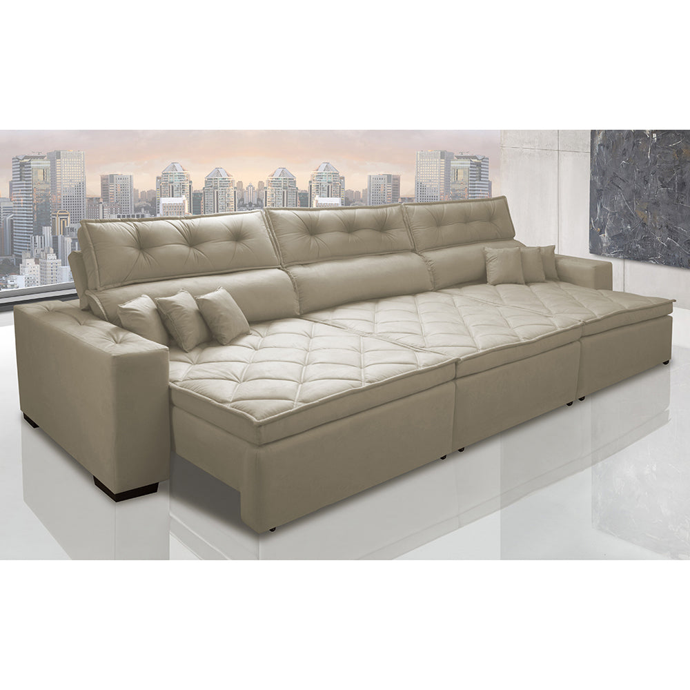 Sofá Retrátil e Reclinável Austin com Molas no Assento Velusoft Cama inBox
