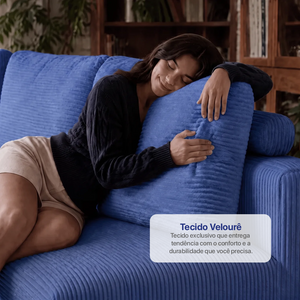 Sofá de Canto Modular Vibe Direito 2,70m x 1,70m Xpand Tech Tecido Velourê Cama inBox