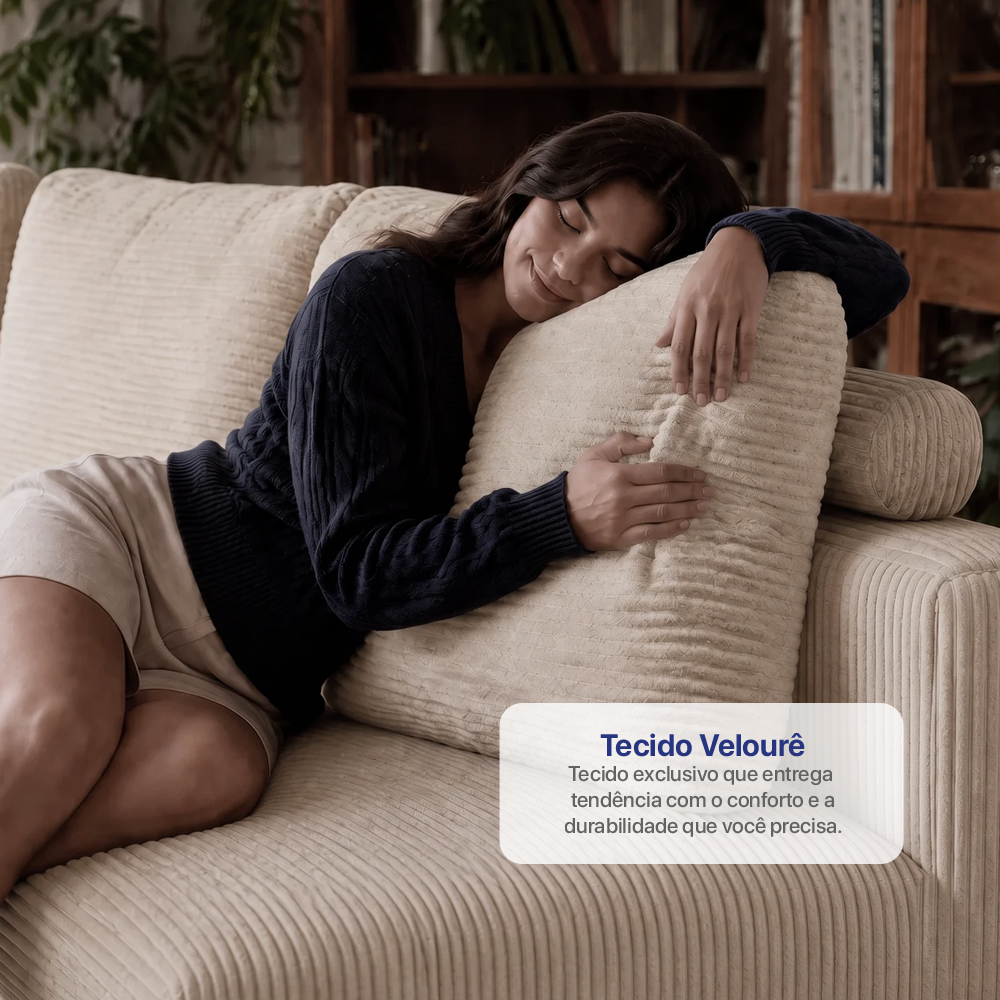 Sofá de Canto Modular Vibe Esquerdo 2,70m x 1,70m Xpand Tech Tecido Velourê Cama inBox