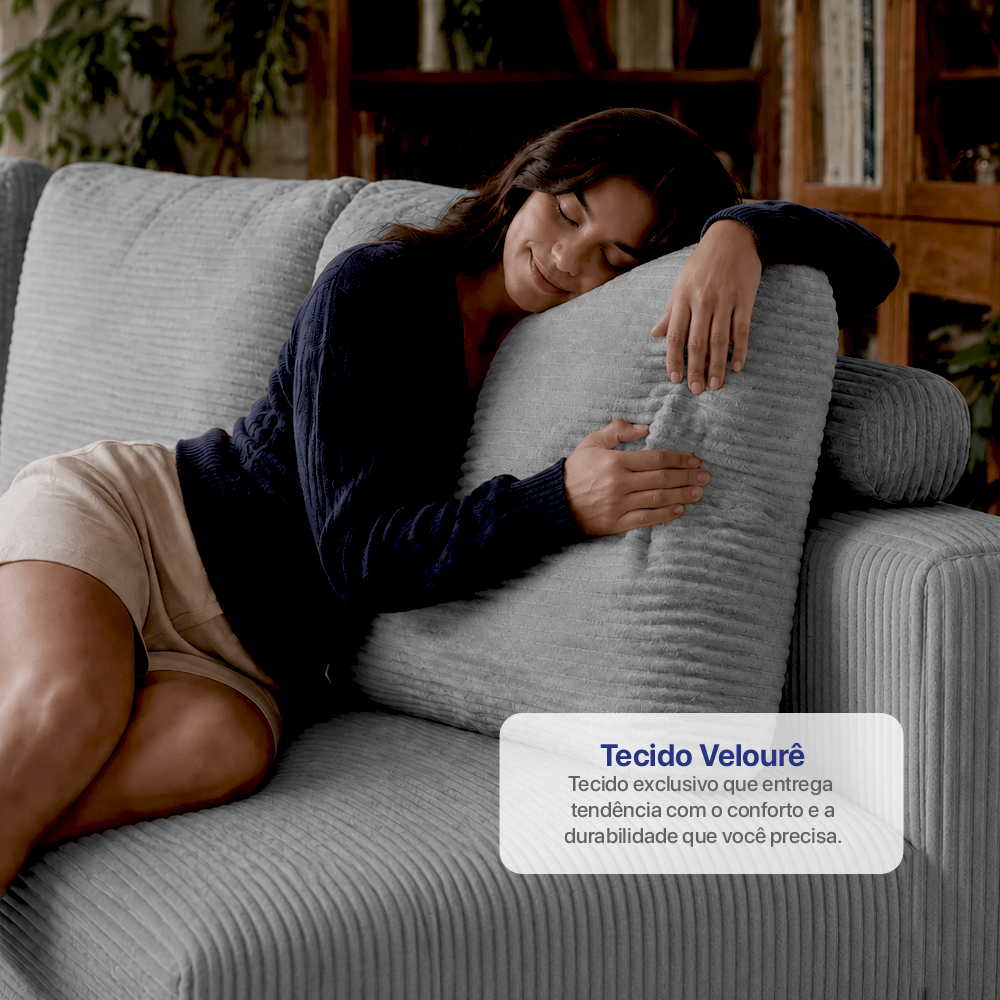 Sofá de Canto Modular Vibe Direito 2,70m x 1,70m Xpand Tech Tecido Velourê Cama inBox