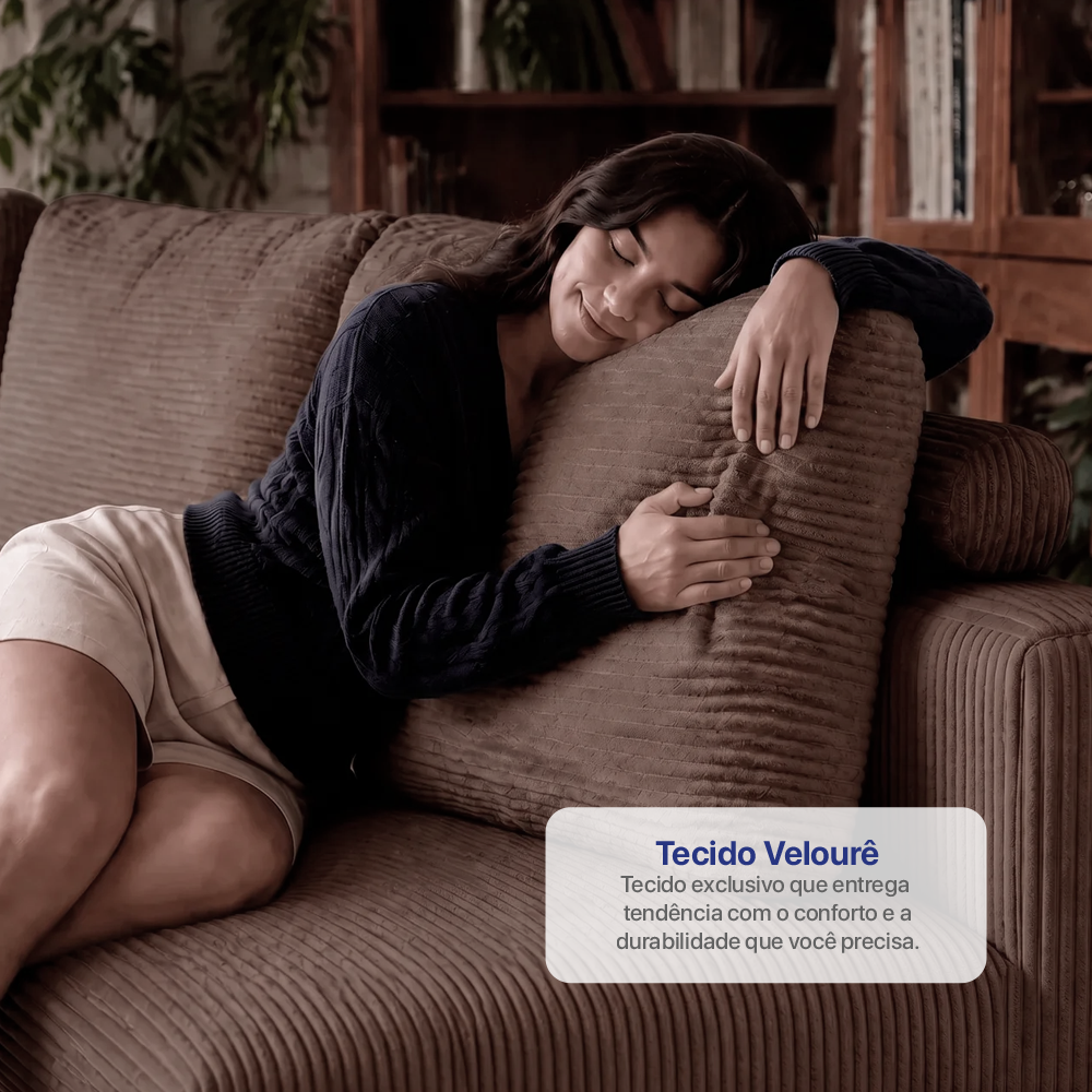 Sofá de Canto Modular Vibe Direito 2,70m x 1,70m Xpand Tech Tecido Velourê Cama inBox