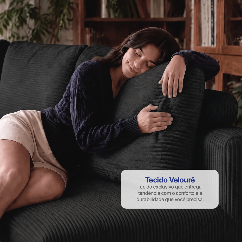 Sofá de Canto Modular Vibe Esquerdo 2,70m x 1,70m Xpand Tech Tecido Velourê Cama inBox