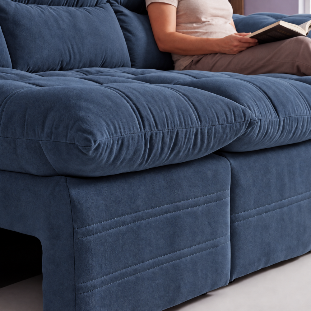 Sofá 3 Lugares Retrátil e Reclinável Lyon Velusoft Cama inBox