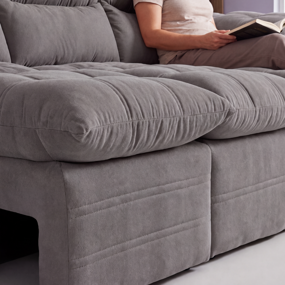 Sofá 3 Lugares Retrátil e Reclinável Lyon Velusoft Cama inBox