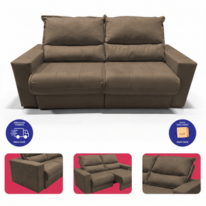 Sofá Retrátil e Reclinável Smart Clean Tecido Velusoft Cama inBox
