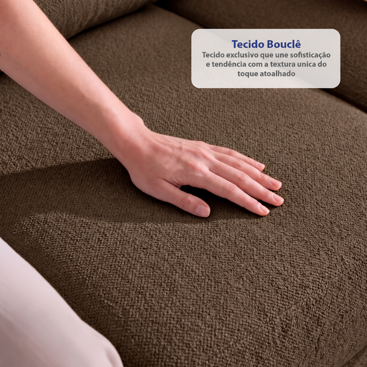 Sofá de Canto Vibe Esquerdo 2,70 x 1,70 BoostTech Bouclê Cama inBox