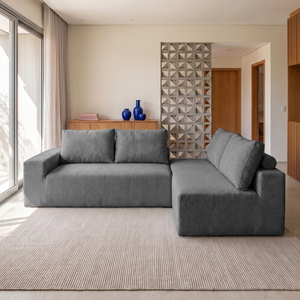 Sofá de Canto Vibe Direito 2,70 x 1,70 BoostTech Bouclê Cama inBox