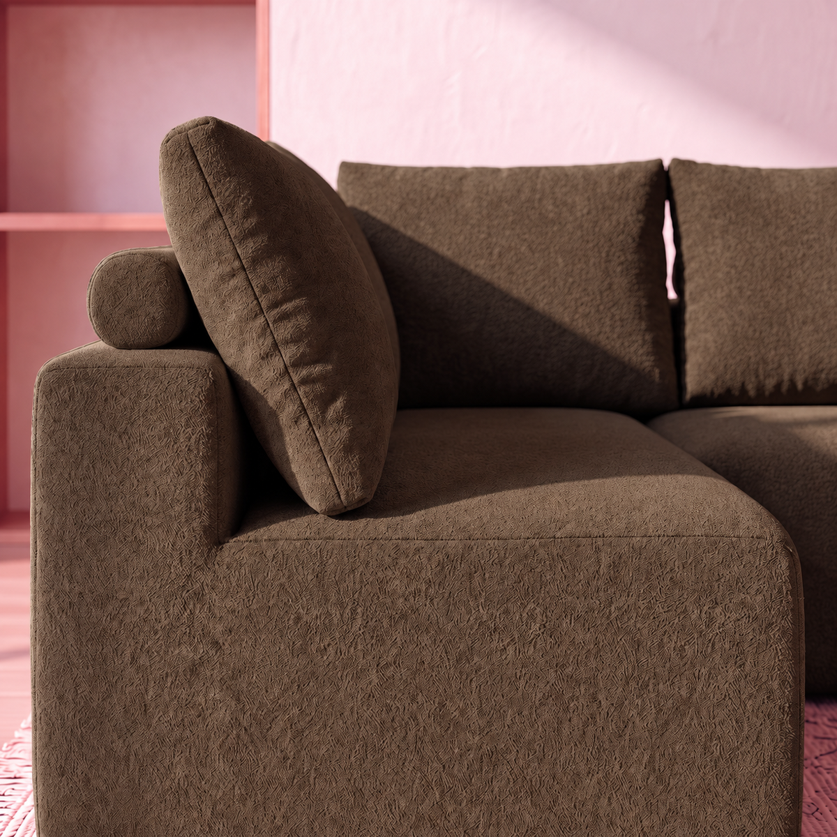 Sofá de Canto Vibe Esquerdo 2,70 x 1,70 BoostTech Bouclê Cama inBox