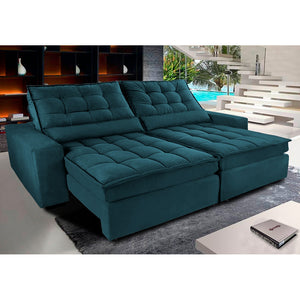 Sofá Retrátil e Reclinável com Molas Ensacadas Cama inBox Gold 2,12m Tecido Suede Velusoft