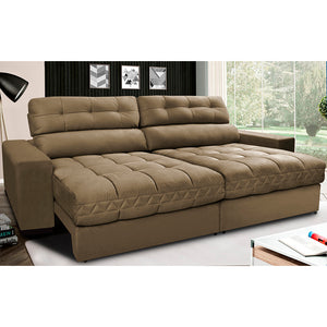 Sofá Retrátil e Reclinável com Molas Ensacadas Cama inBox Master 2,92m Tecido Suede
