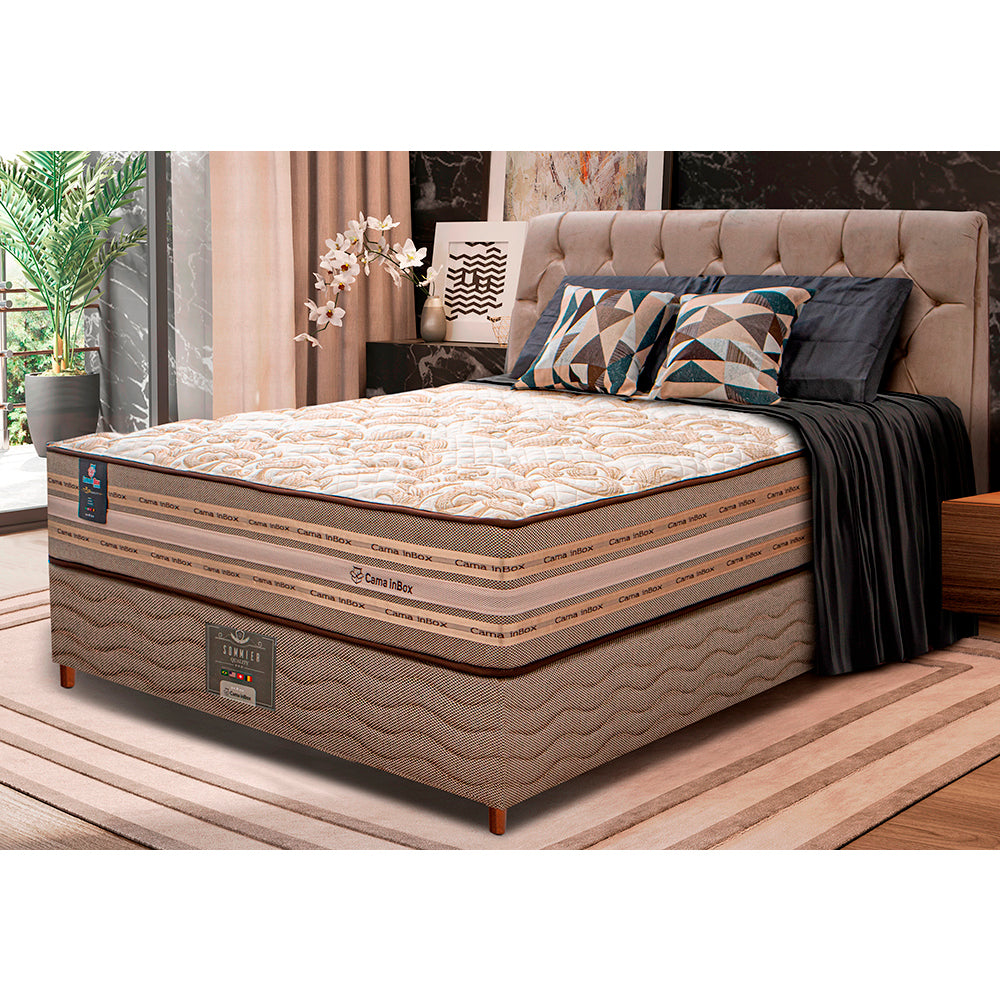 Cama Box Colchão Pillow In + Box Duo Linem de Molas Ensacadas Cama inBox