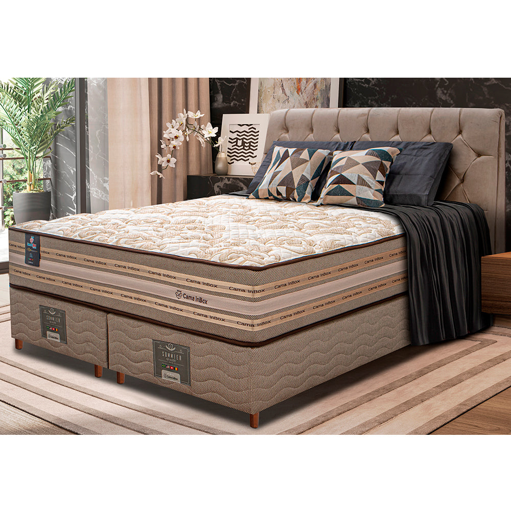 Cama Box Colchão Pillow In + Box Duo Linem de Molas Ensacadas Cama inBox
