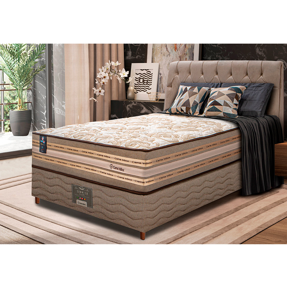 Cama Box Colchão Pillow In + Box Duo Linem de Molas Ensacadas Cama inBox