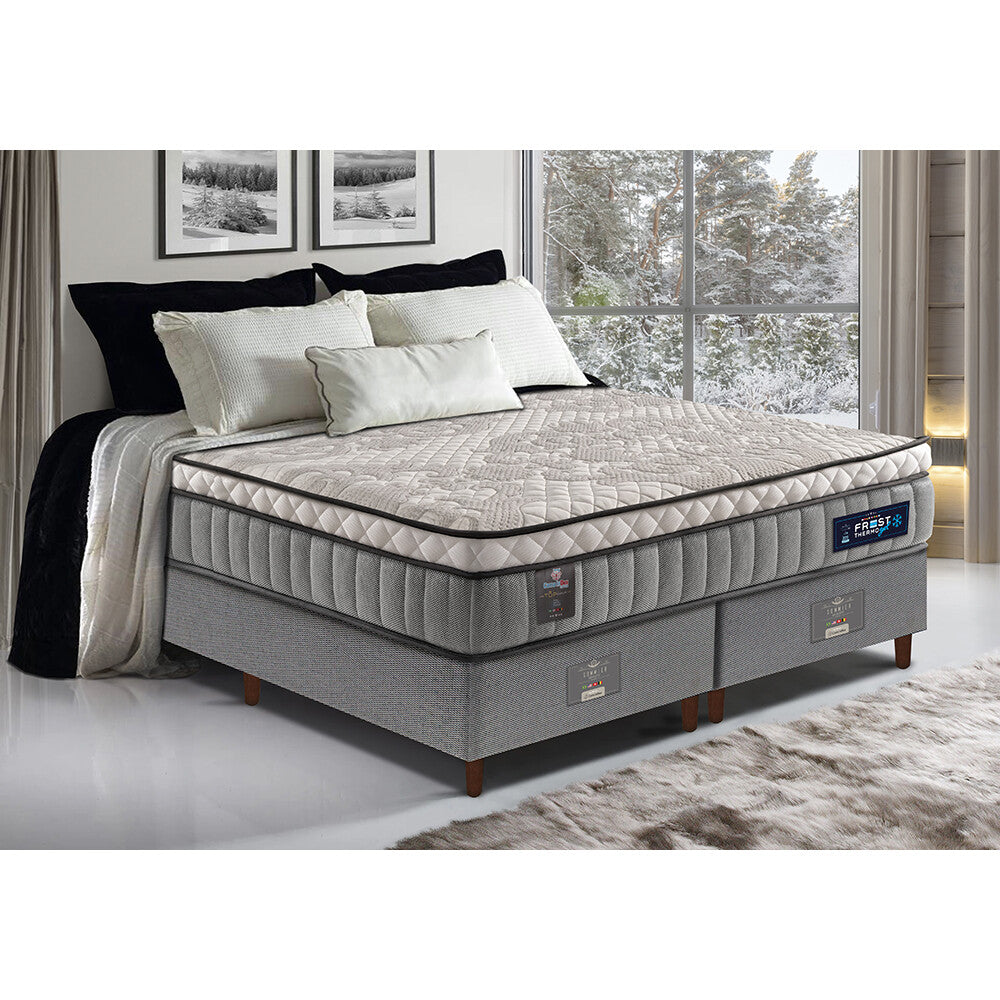 Cama Box Colchão Euro Pillow + Box Molas Ensacadas Cama inBox Frost ThermoGel
