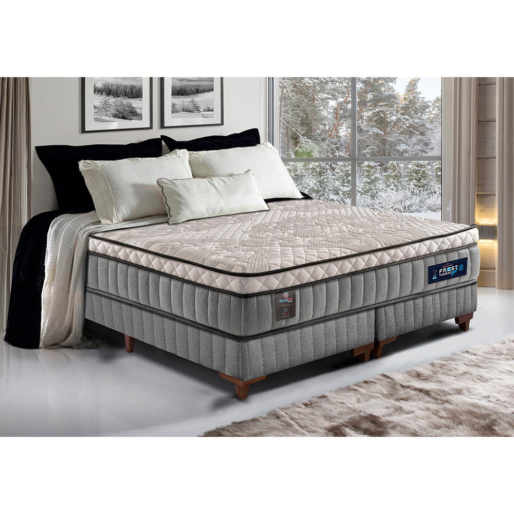 Cama Box Colchão Euro Pillow + Box Molas Ensacadas Cama inBox Frost ThermoGel Living
