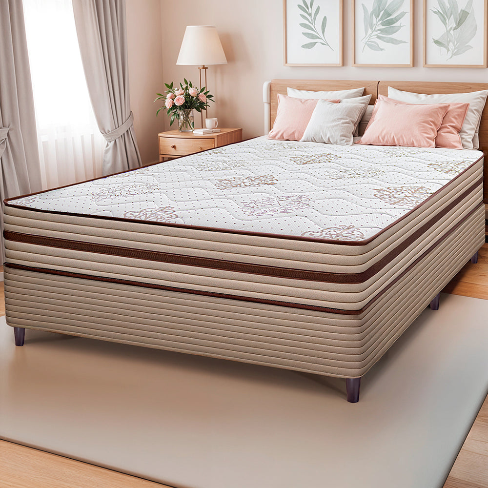 Cama Box Livity com Molas Ensacadas Bege Cama inBox