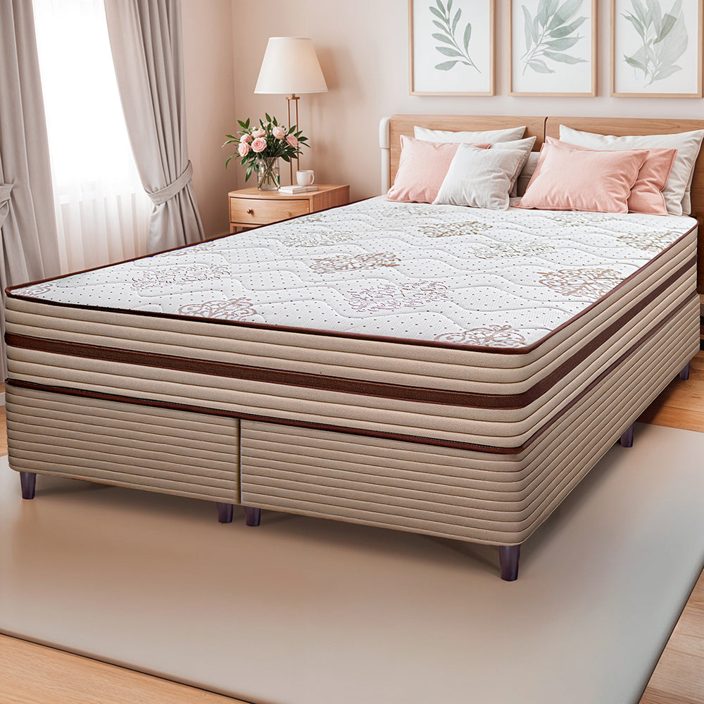 Cama Box Livity com Molas Ensacadas Bege Cama inBox