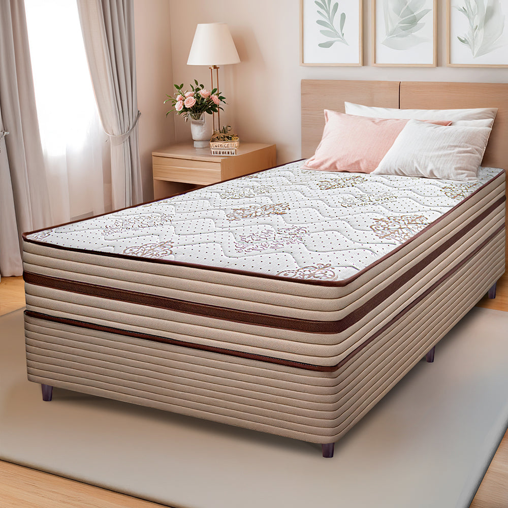 Cama Box Livity com Molas Ensacadas Bege Cama inBox