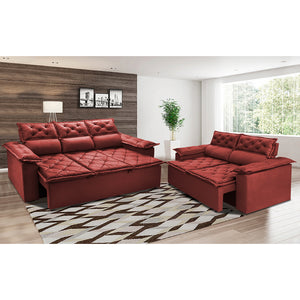 Conjunto de Sofá 3 e 2 Lugares Retrátil e Reclinável Cama inBox Compact