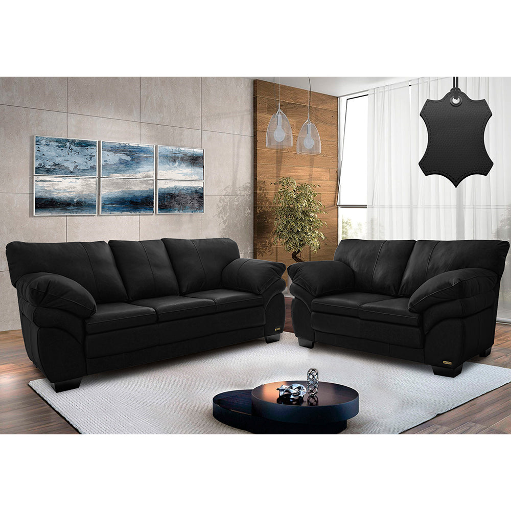 Conjunto Sofá de Couro Legítimo 3 e 2 Lugares Cama inBox Monterrey 2,10x1,60m