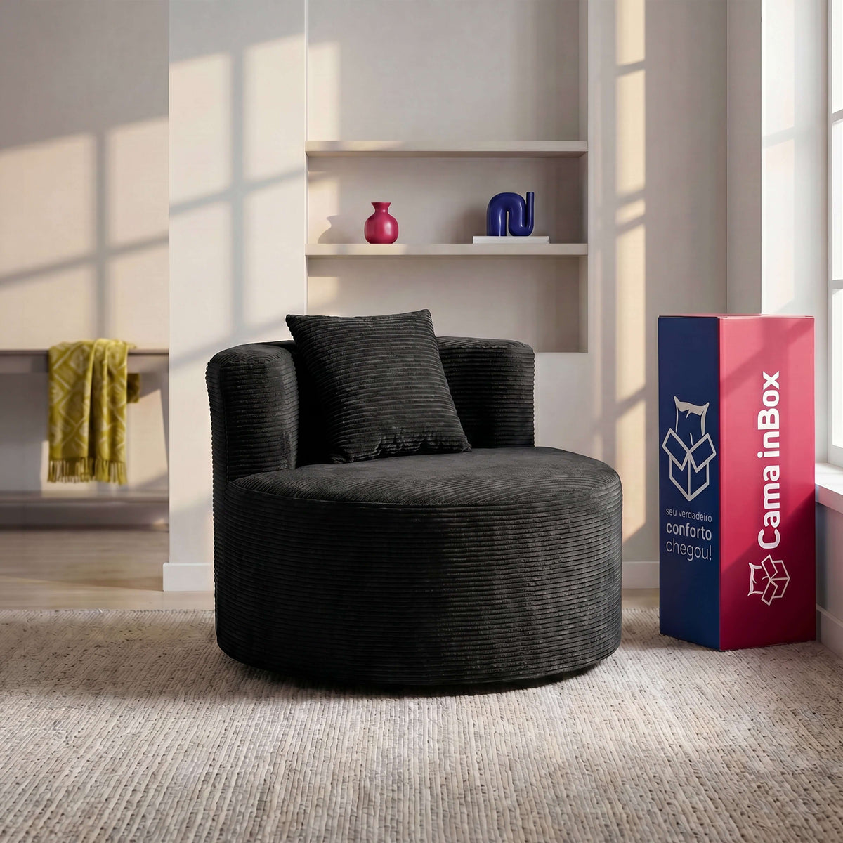 Poltrona Redonda Lena Xpand Tech a Vácuo Velourê Cama inBox