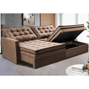 Sofá Sem Caixa Retrátil Baú Cama inBox Secret Suede Velusoft