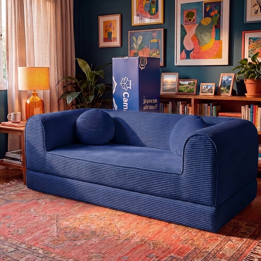Sofá Cama Cotton Xpand Tech a Vácuo Velourê Cama inBox