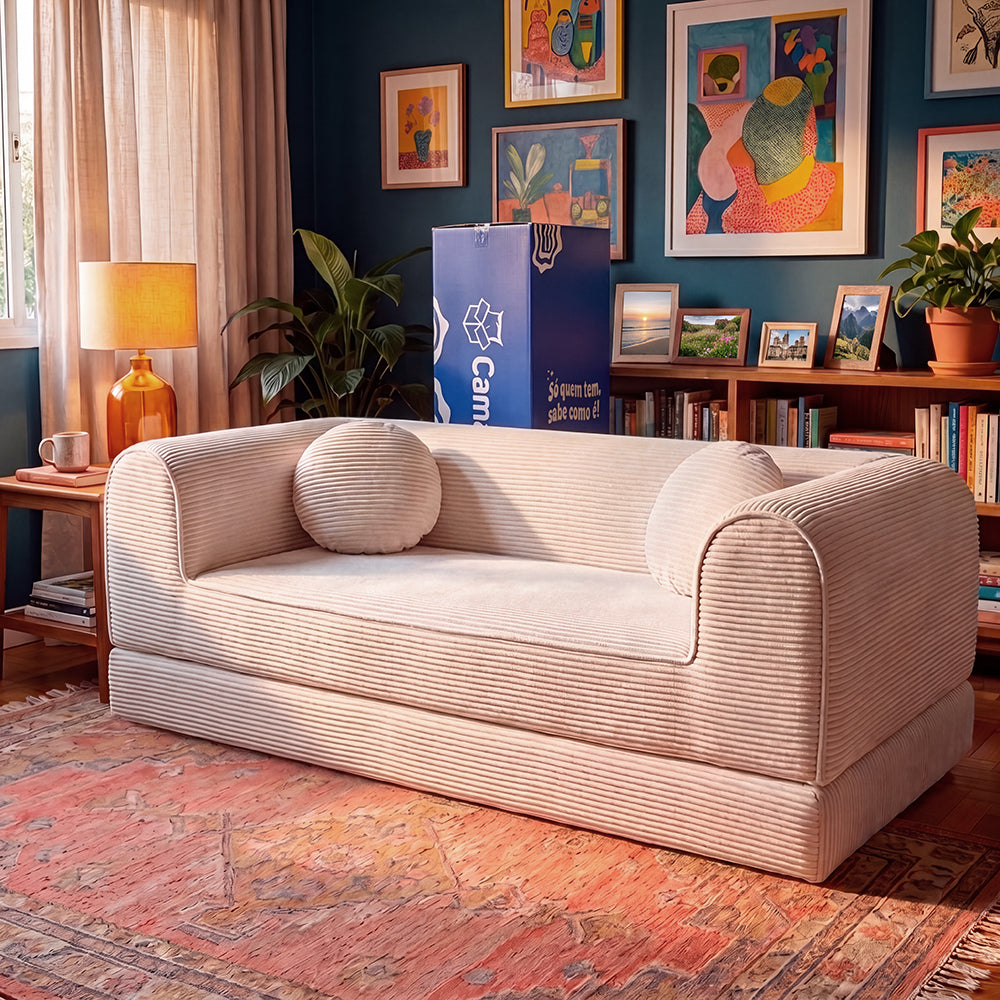 Sofá Cama Cotton Xpand Tech a Vácuo Velourê Cama inBox