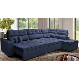 Sofá de Canto Retrátil e Reclinável Direito 3,40x2,36m Molas Cama inBox Espanha Velusoft