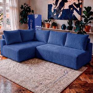 Sofá de Canto Modular Vibe Esquerdo 2,70m x 1,70m Xpand Tech Tecido Velourê Cama inBox