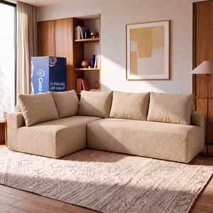 Sofá de Canto Vibe Esquerdo 2,70 x 1,70 BoostTech Bouclê Cama inBox