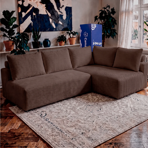 Sofá de Canto Modular Vibe Direito 2,70m x 1,70m Xpand Tech Tecido Velourê Cama inBox