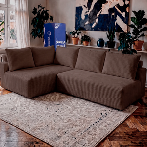 Sofá de Canto Modular Vibe Esquerdo 2,70m x 1,70m Xpand Tech Tecido Velourê Cama inBox