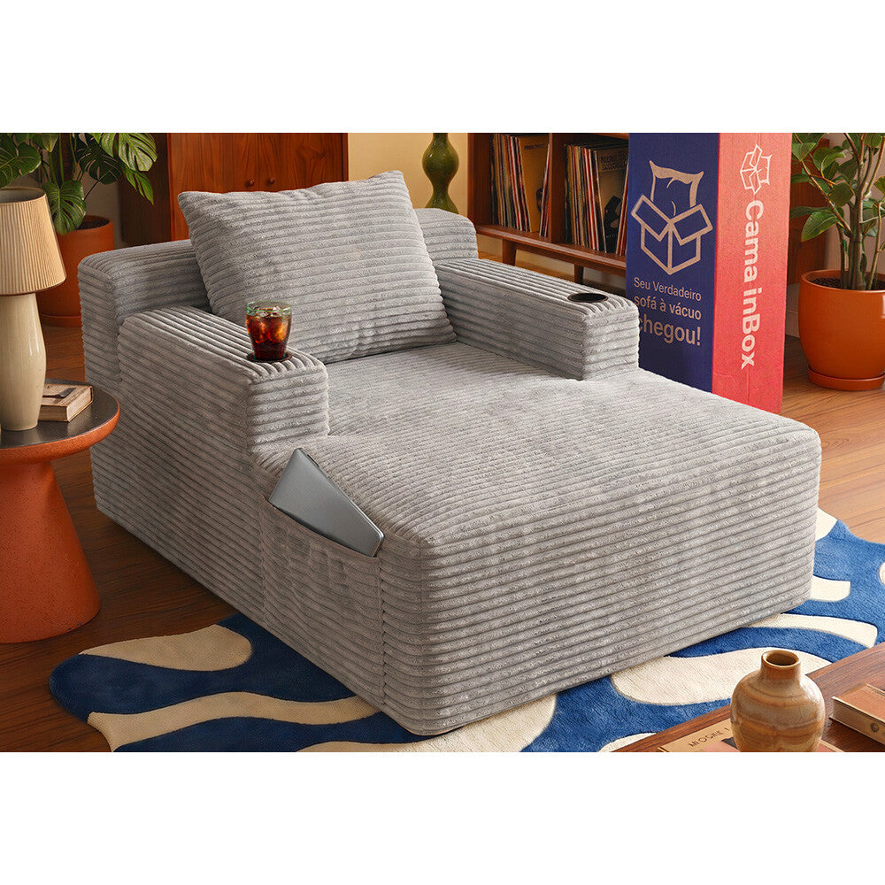 Sofá Poltrona Hydi com Molas Ensacadas Boost Tech Tecido Velourê Cama inBox