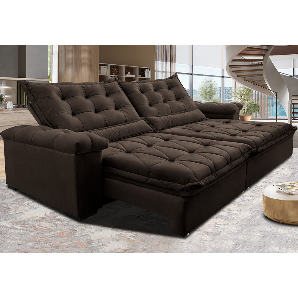 Sofá Retrátil e Reclinável Big Fresh com SoftGel D40 Velupluma Cama inBox