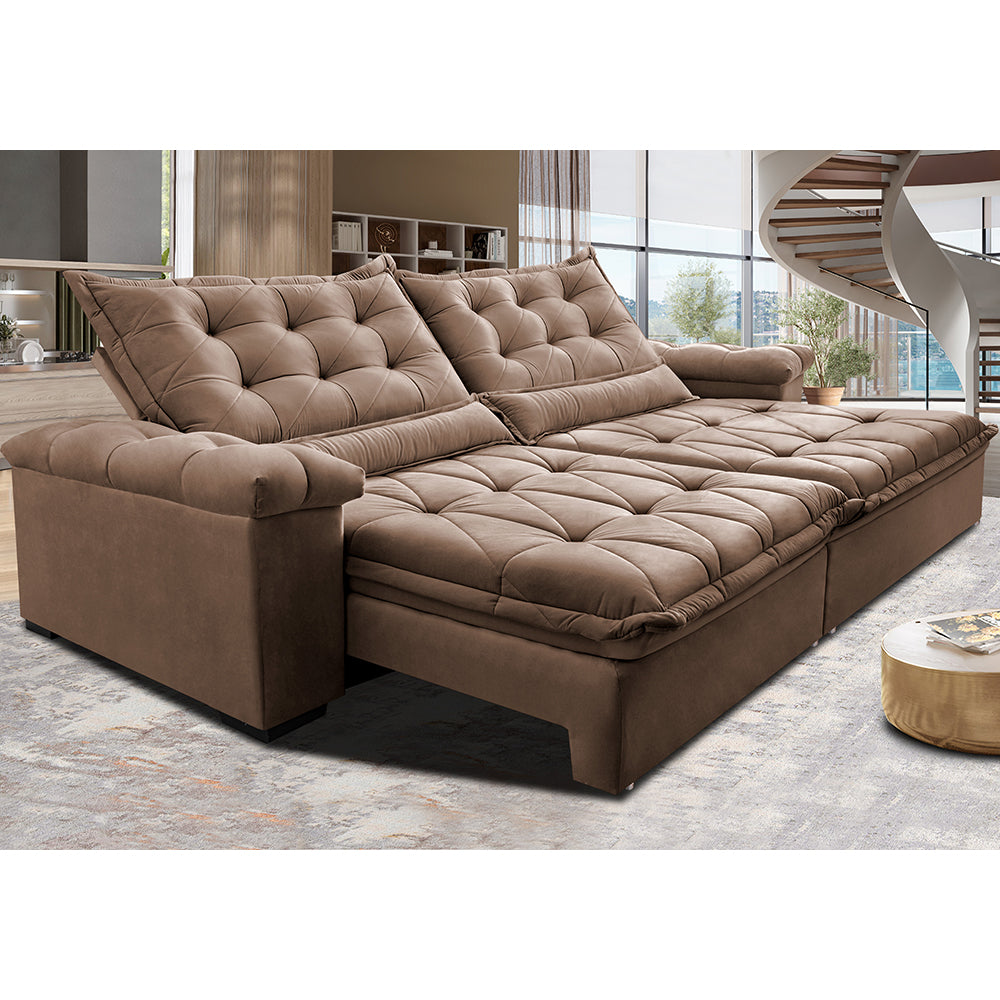 Sofá Retrátil e Reclinável Big Fresh com SoftGel D40 Velupluma Cama inBox